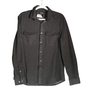 Express Flannel Shirt Men Medium Gray Soft Button Down Flap Pockets Casual Warm